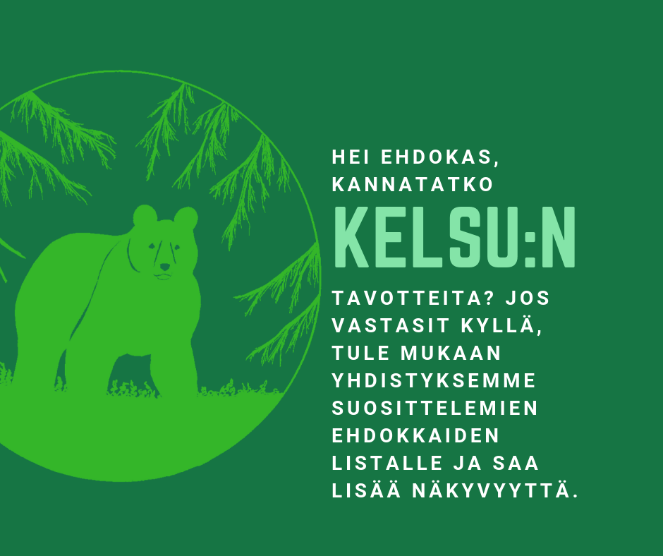 Eduskuntavaaliehdokas kannatatko Kelsun tavotteita_